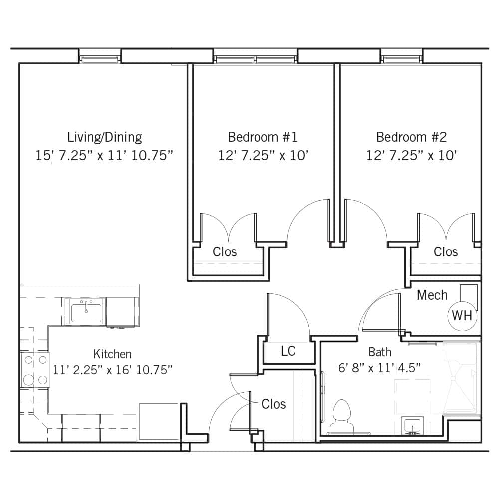 2 Bedroom - Accessible 2 Bedroom | 1 Bath 866 Square Feet $ Call For Pricing