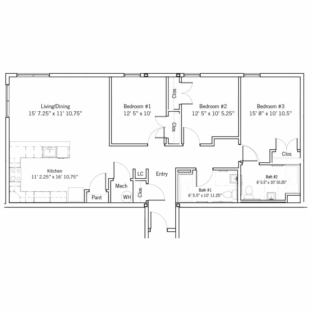 3 Bedroom - Accessible 3 Bedroom | 2 Bath 1,233 Square Feet $ Call For Pricing