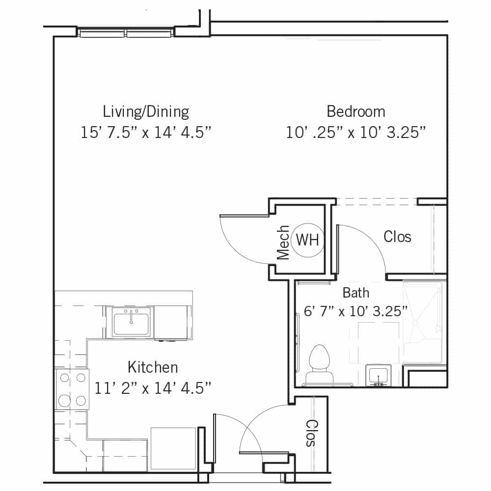 Studio - Accessible 0 Bedroom | 1 Bath 621 Square Feet $ Call For Pricing
